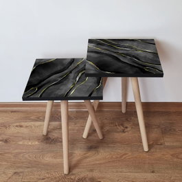 Hanah Home Juego de Mesas Nido Negro, Amarillo y Blanco
